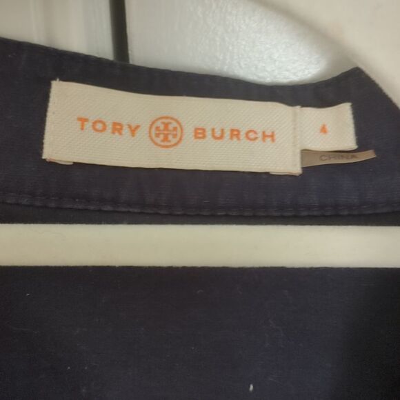 Tory Burch Silk Tunic in Navy/Beige Geo - Picture 4 of 8